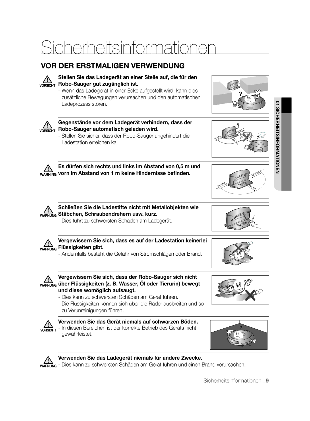 Samsung VCR8825T3B/XET, VCR8825T3B/XEG manual VOR DER Erstmaligen Verwendung, Dies führt zu schwersten Schäden am Ladegerät 