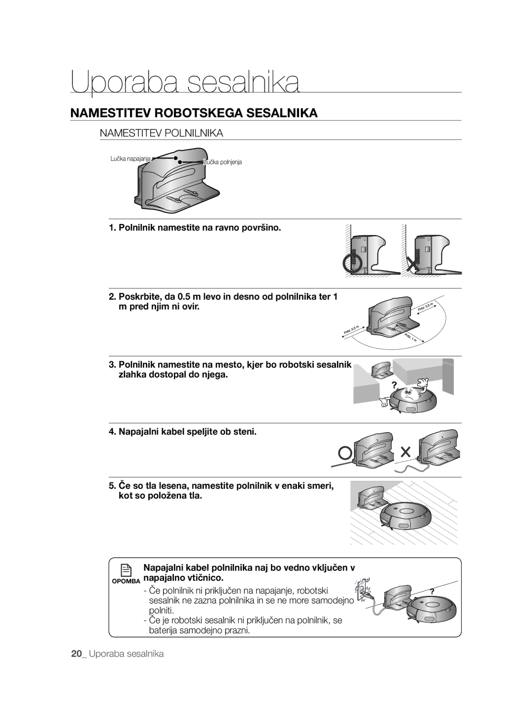 Samsung VCR8825T3B/XET, VCR8825T3R/XEO, VCR8825T3W/XAG manual Namestitev Polnilnika 