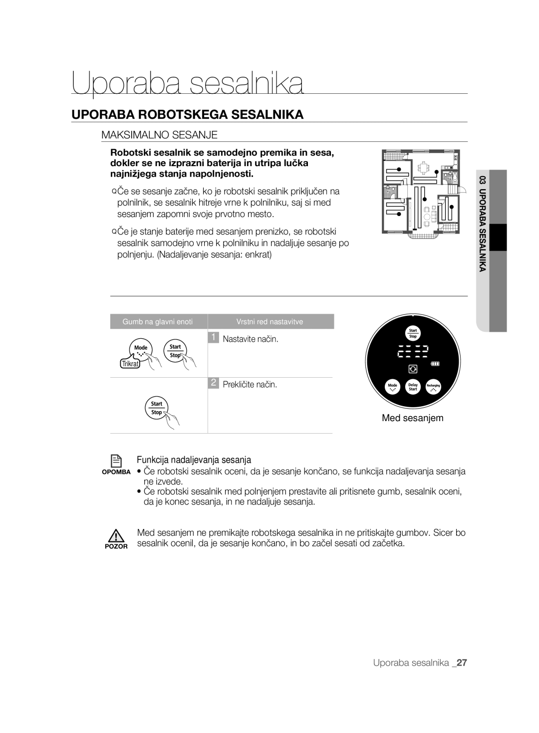 Samsung VCR8825T3R/XEO, VCR8825T3B/XET, VCR8825T3W/XAG manual Maksimalno Sesanje 