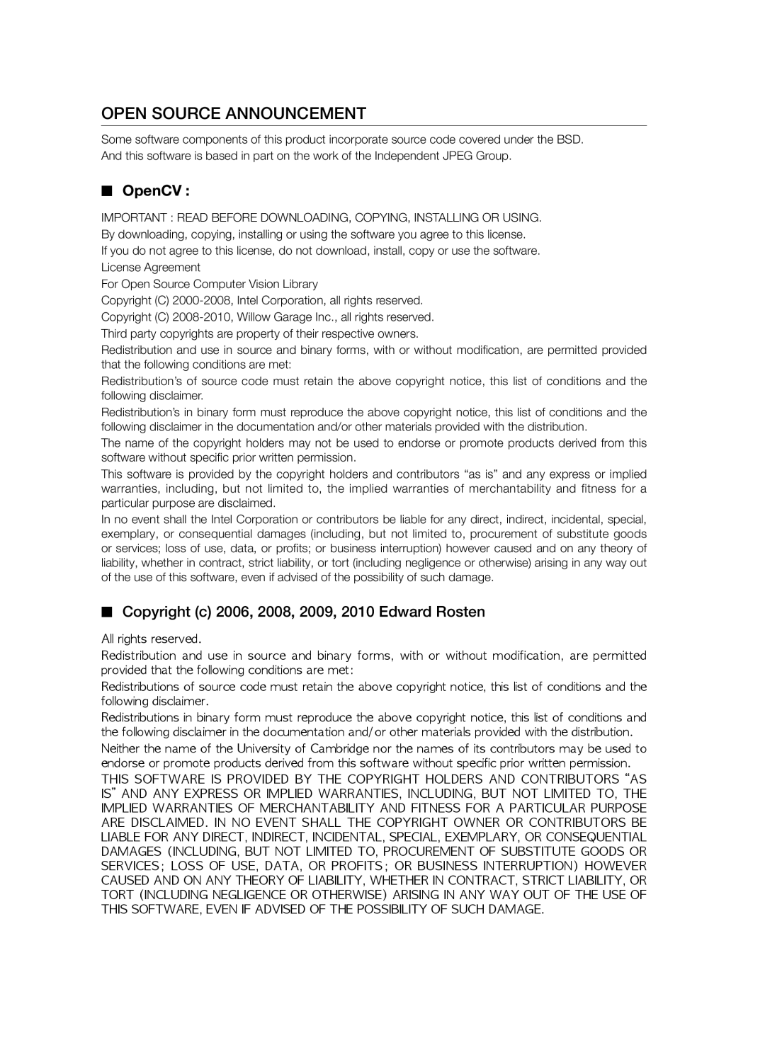 Samsung VCR8825T3W/XAG, VCR8825T3B/XET, VCR8825T3R/XEO manual Open Source Announcement 