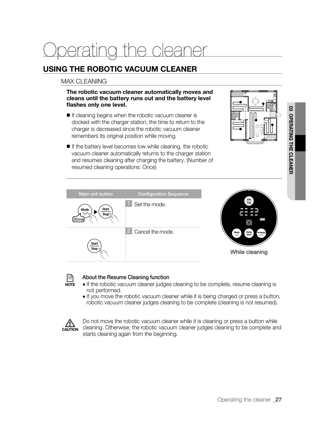 Samsung VCR8825T3B/XET, VCR8825T3R/XEO, VCR8825T3W/XAG manual MAX Cleaning 