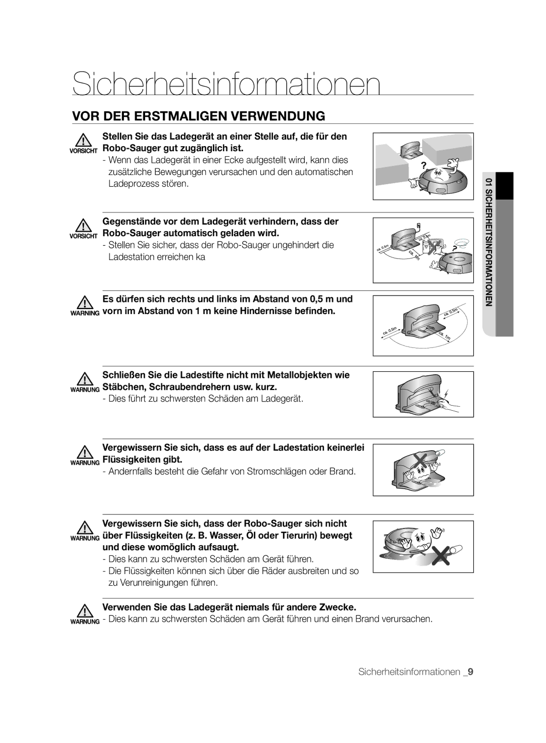 Samsung VCR8825T3B/XET, VCR8825T3R/XEO manual VOR DER Erstmaligen Verwendung, Dies führt zu schwersten Schäden am Ladegerät 