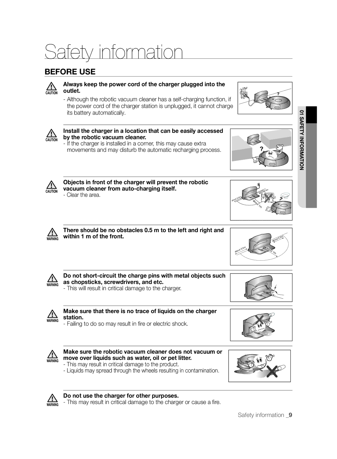 Samsung VCR8825T3B/XET, VCR8825T3R/XEO manual Always keep the power cord of the charger plugged into, Clear the area 