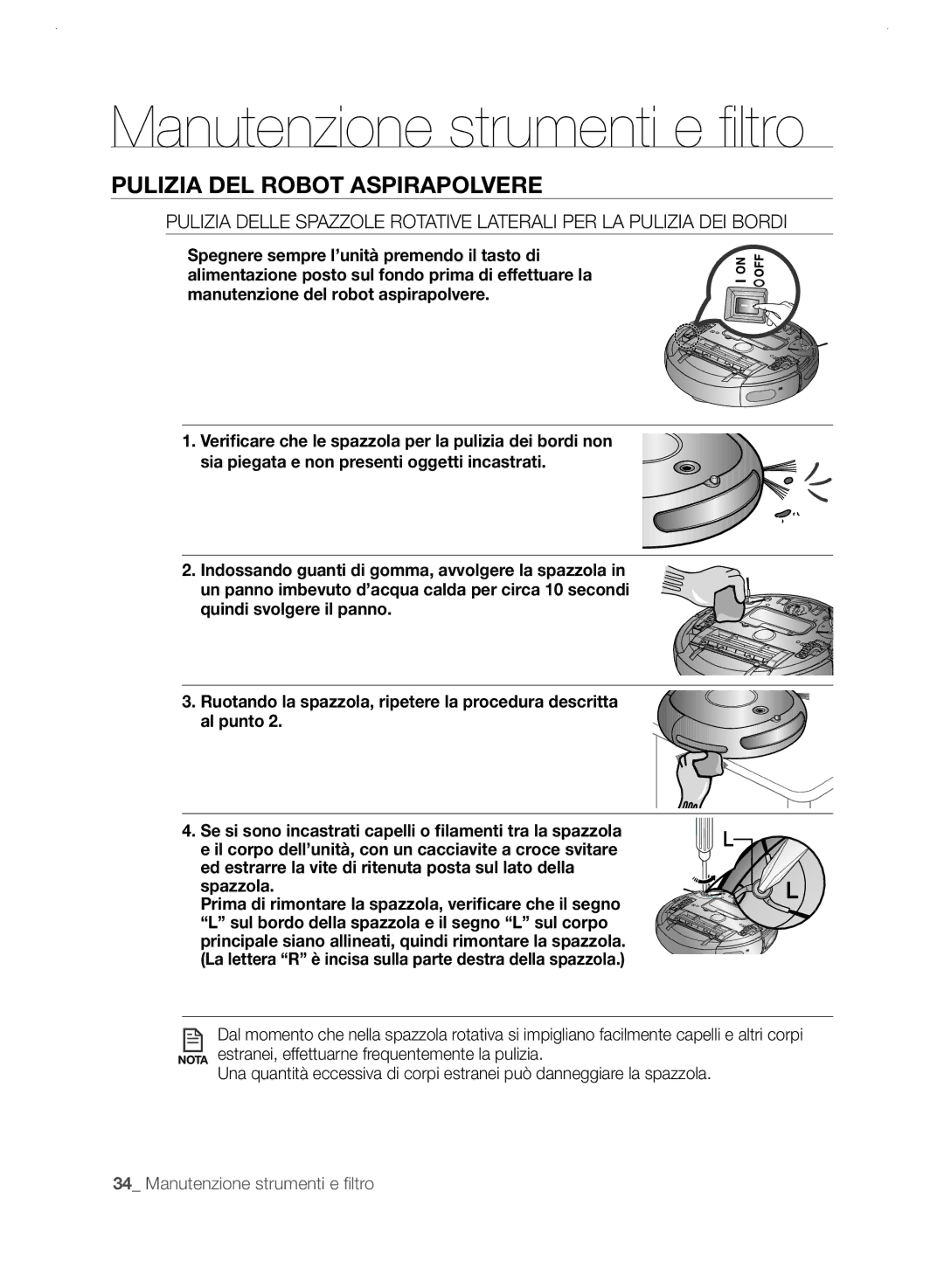 Samsung VCR8825T3B/XET, VCR8825T3R/XET manual Nota estranei, effettuarne frequentemente la pulizia 