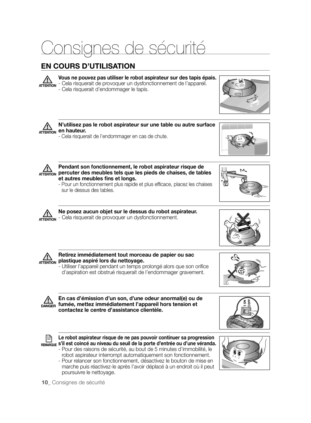 Samsung VCR8828T3B/XEF manual EN Cours D’UTILISATION, Cela risquerait de l’endommager en cas de chute 