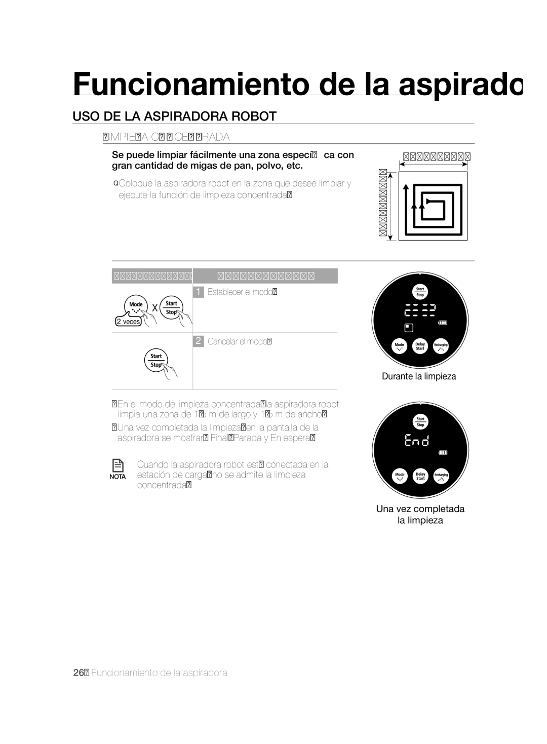 Samsung VCR8828T3B/XEF manual Limpieza Concentrada, Concentrada Una vez completada La limpieza 