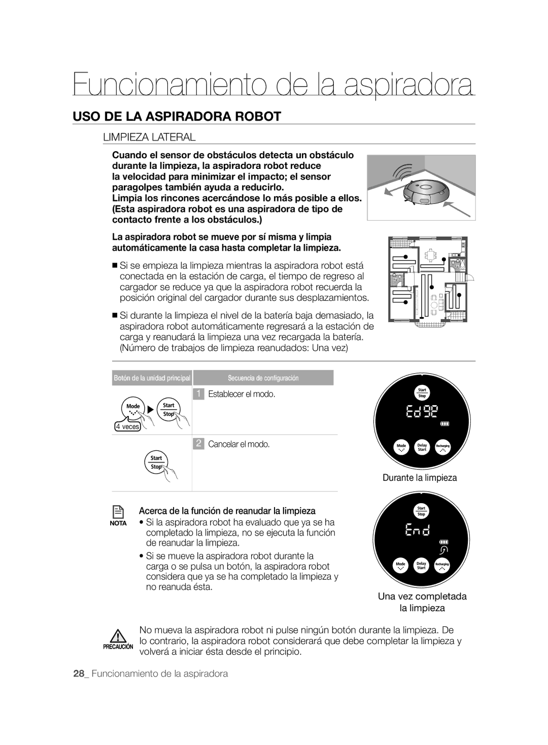 Samsung VCR8828T3B/XEF manual Limpieza Lateral, Número de trabajos de limpieza reanudados Una vez 