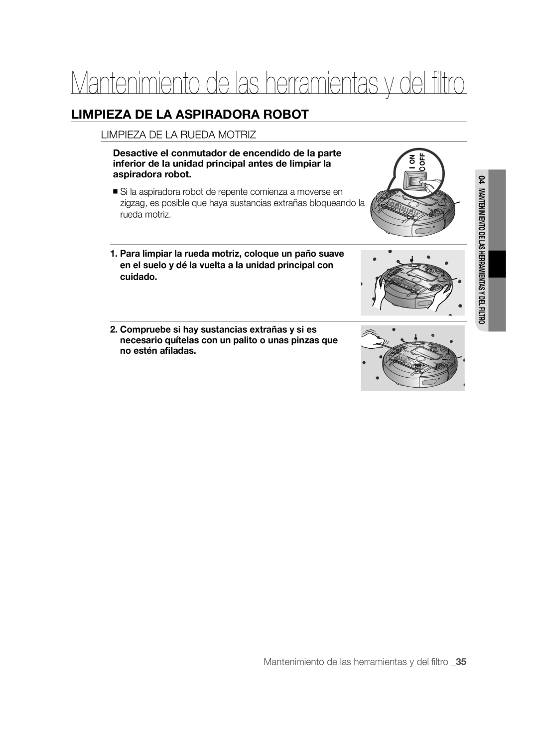 Samsung VCR8828T3B/XEF manual Limpieza DE LA Rueda Motriz 