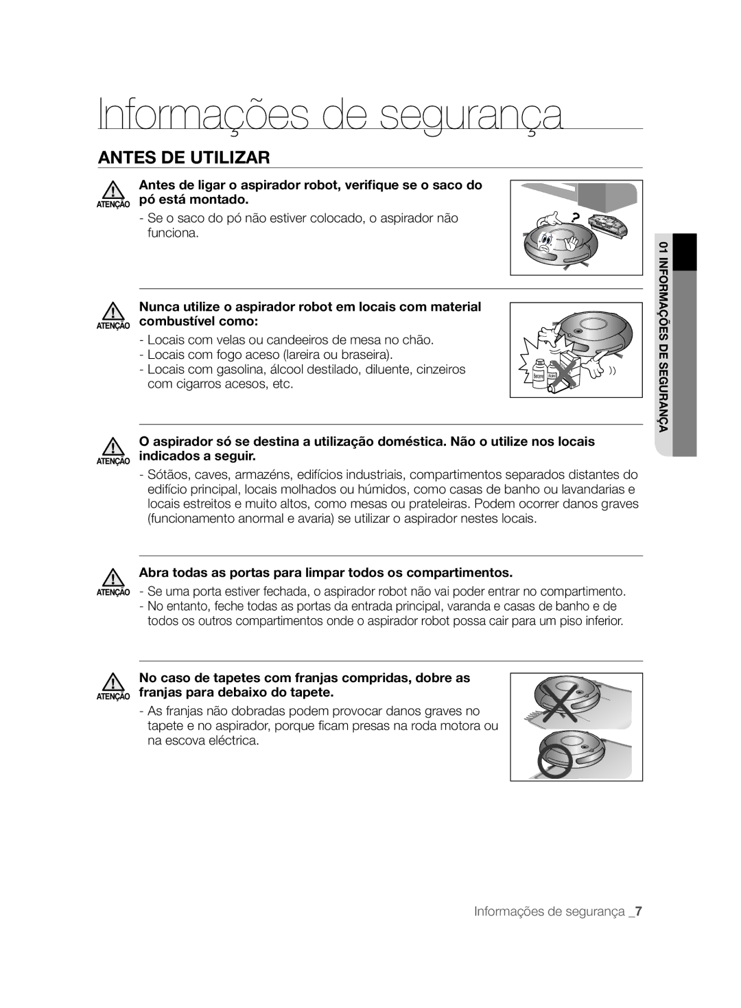 Samsung VCR8828T3B/XEF manual Antes DE Utilizar, Abra todas as portas para limpar todos os compartimentos 