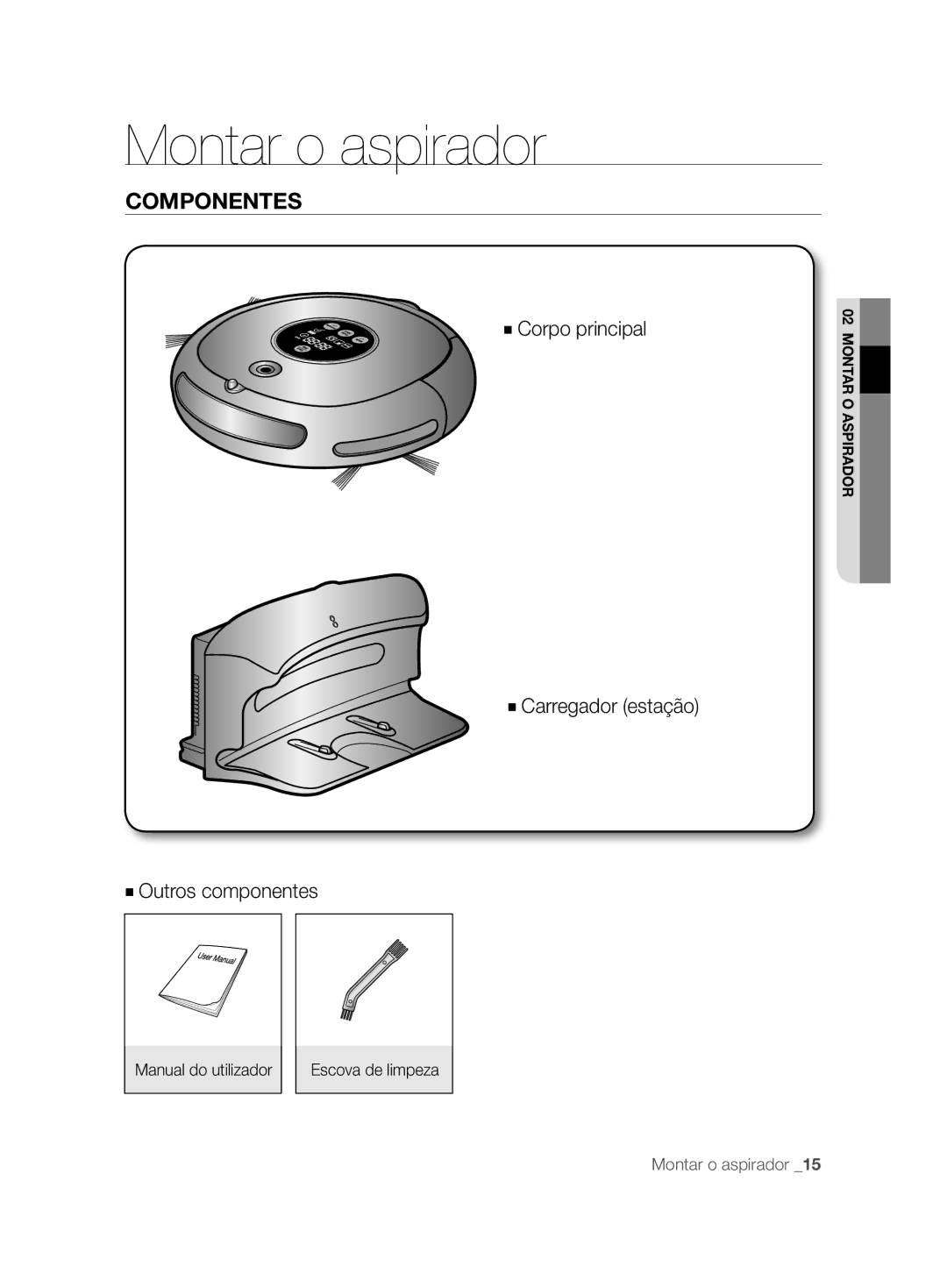 Samsung VCR8828T3B/XEF manual Montar o aspirador, Componentes 