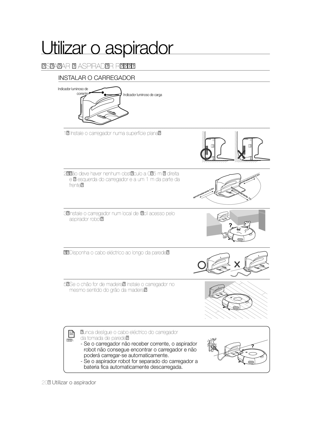 Samsung VCR8828T3B/XEF manual Instalar O Carregador 