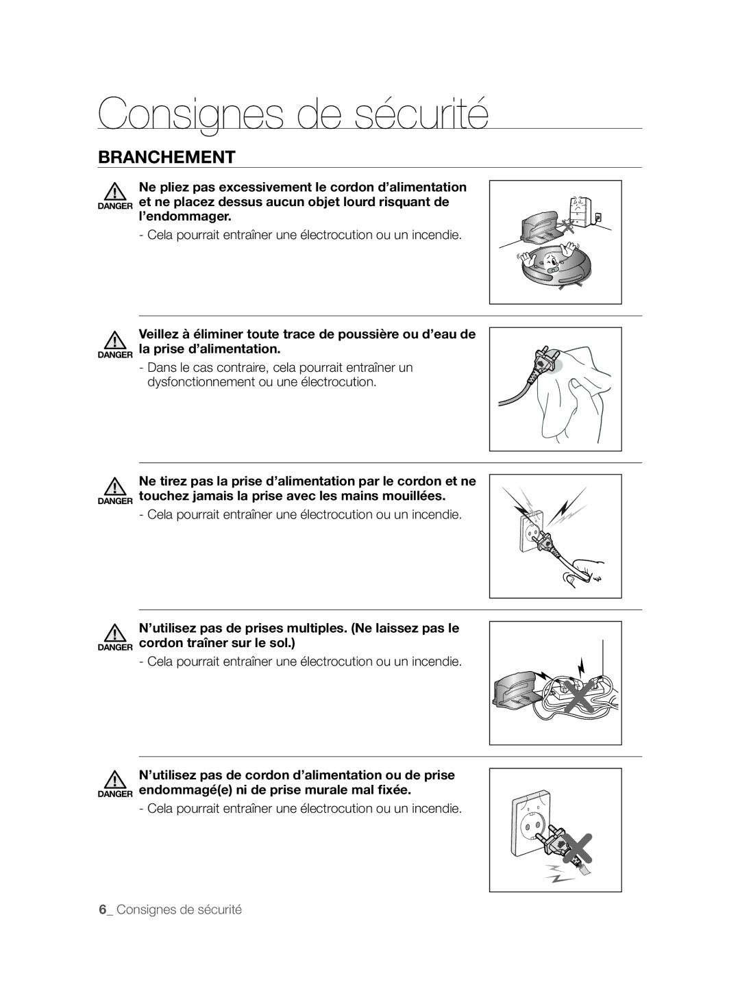 Samsung VCR8828T3B/XEF manual Branchement, Ne pliez pas excessivement le cordon d’alimentation 