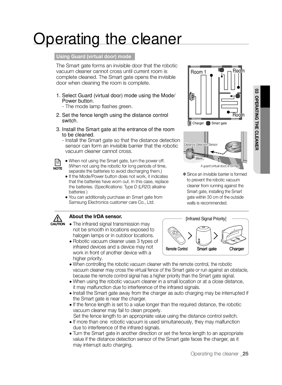 Samsung SR8830, VCR8830T1R, DJ68-00518A user manual About the IrDA sensor 