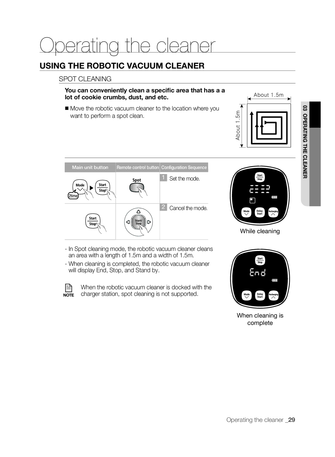 Samsung DJ68-00518A, VCR8830T1R, SR8830 user manual Spot Cleaning, While cleaning 