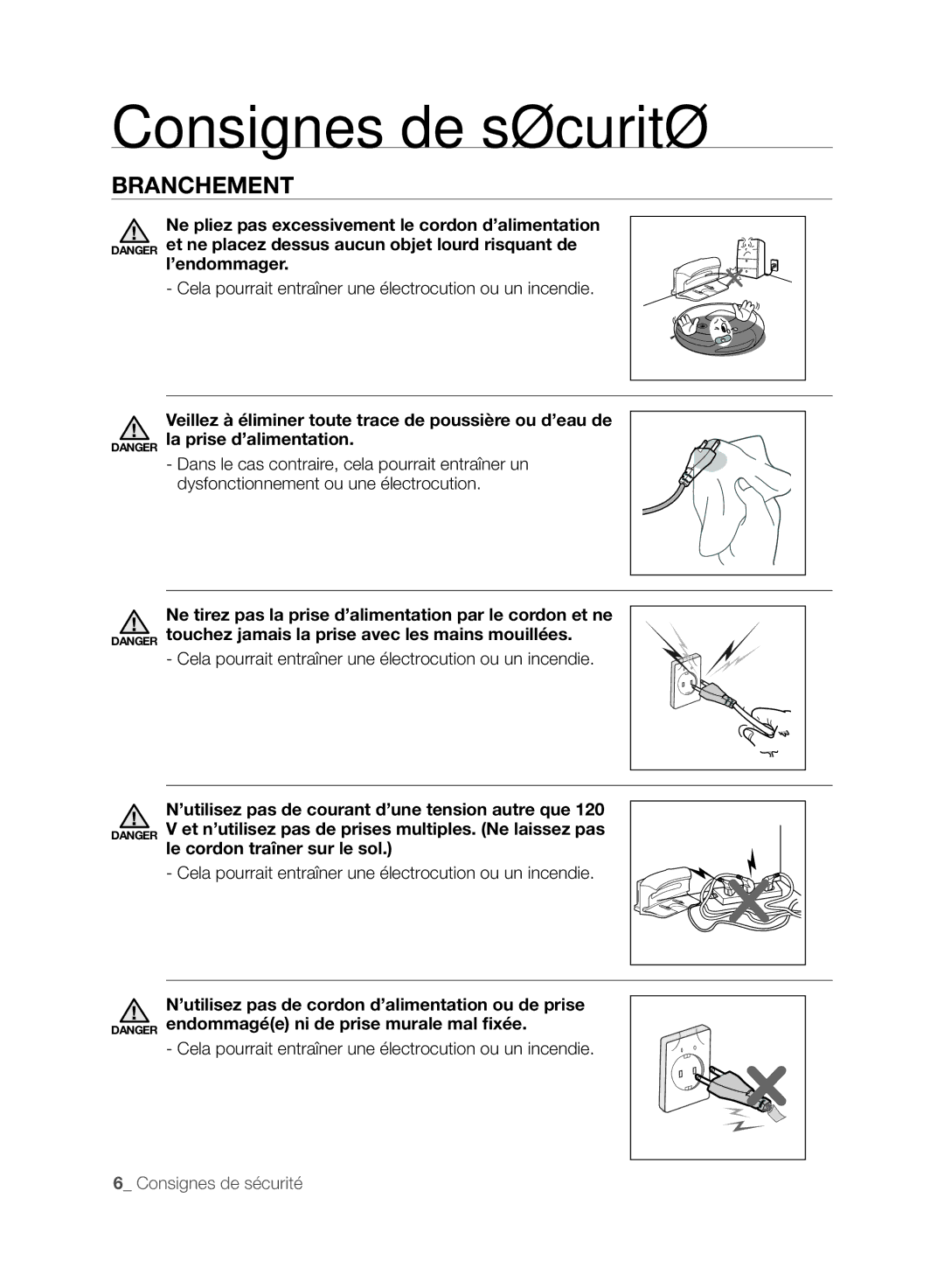 Samsung SR8830, VCR8830T1R, DJ68-00518A user manual Branchement, Cela pourrait entraîner une électrocution ou un incendie 