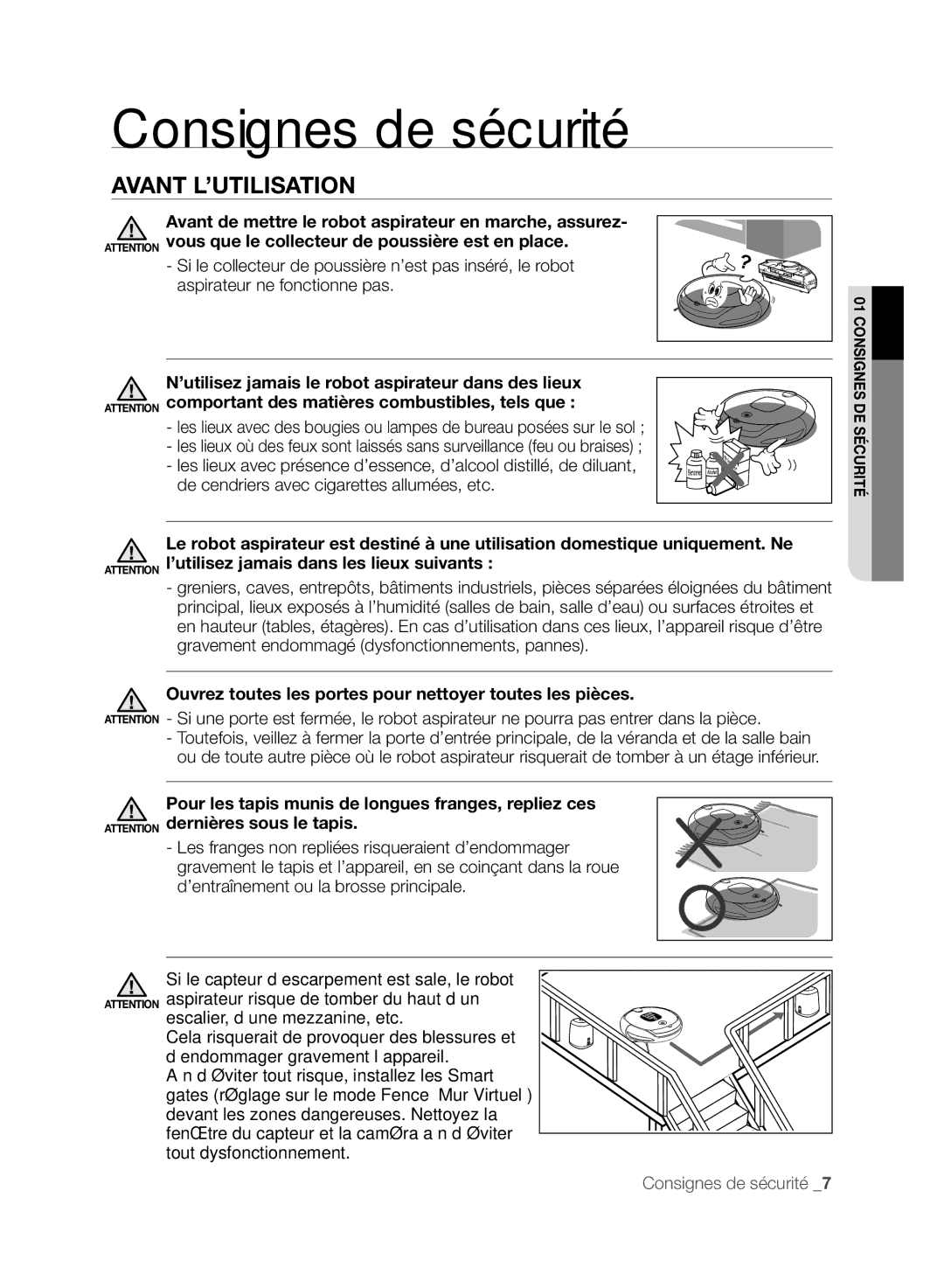 Samsung DJ68-00518A, VCR8830T1R, SR8830 Avant L’UTILISATION, Avant de mettre le robot aspirateur en marche, assurez 