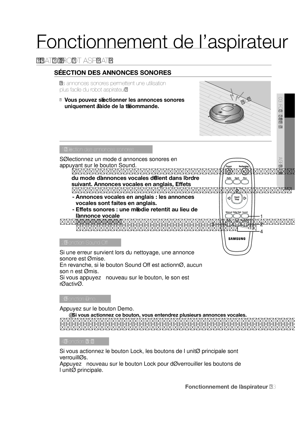 Samsung SR8830, VCR8830T1R, DJ68-00518A user manual Sélection DES Annonces Sonores, Appuyez sur le bouton Demo 