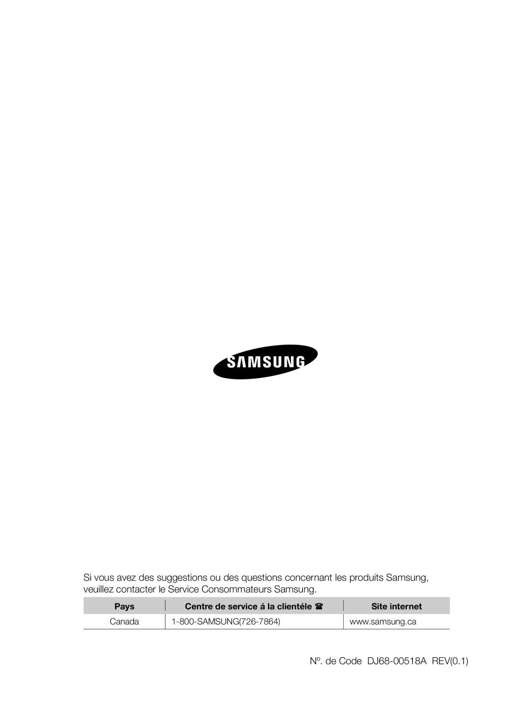 Samsung VCR8830T1R, SR8830 user manual Nº. de Code DJ68-00518A REV0.1 