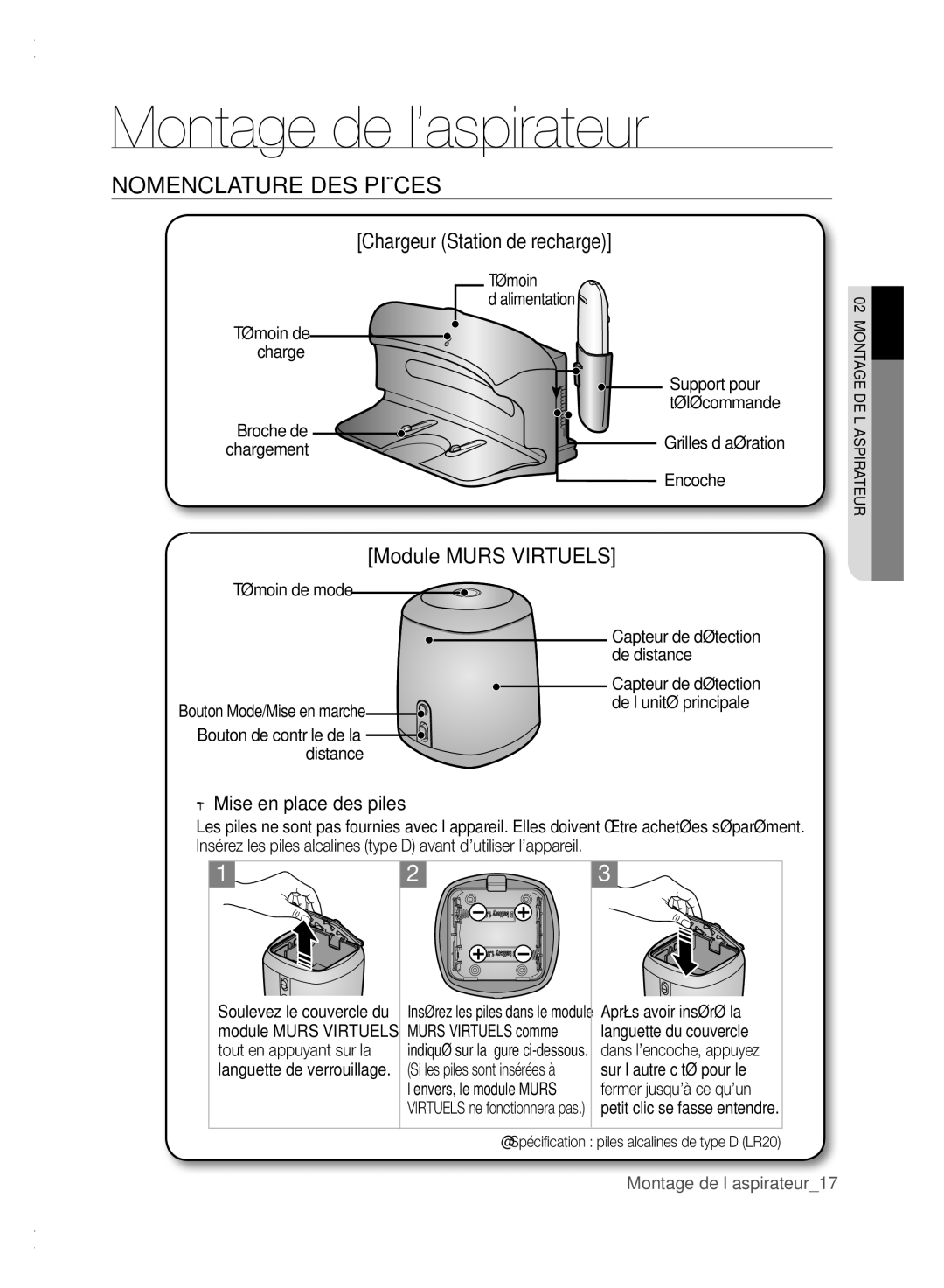 Samsung VCR8840T3K/XEF manual ’alimentation, Charge Support pour, Broche de, Encoche, Témoin de mode 