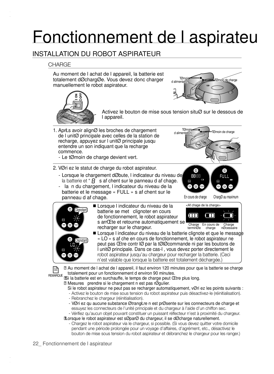 Samsung VCR8840T3K/XEF manual Charge, Après avoir aligné les broches de chargement 