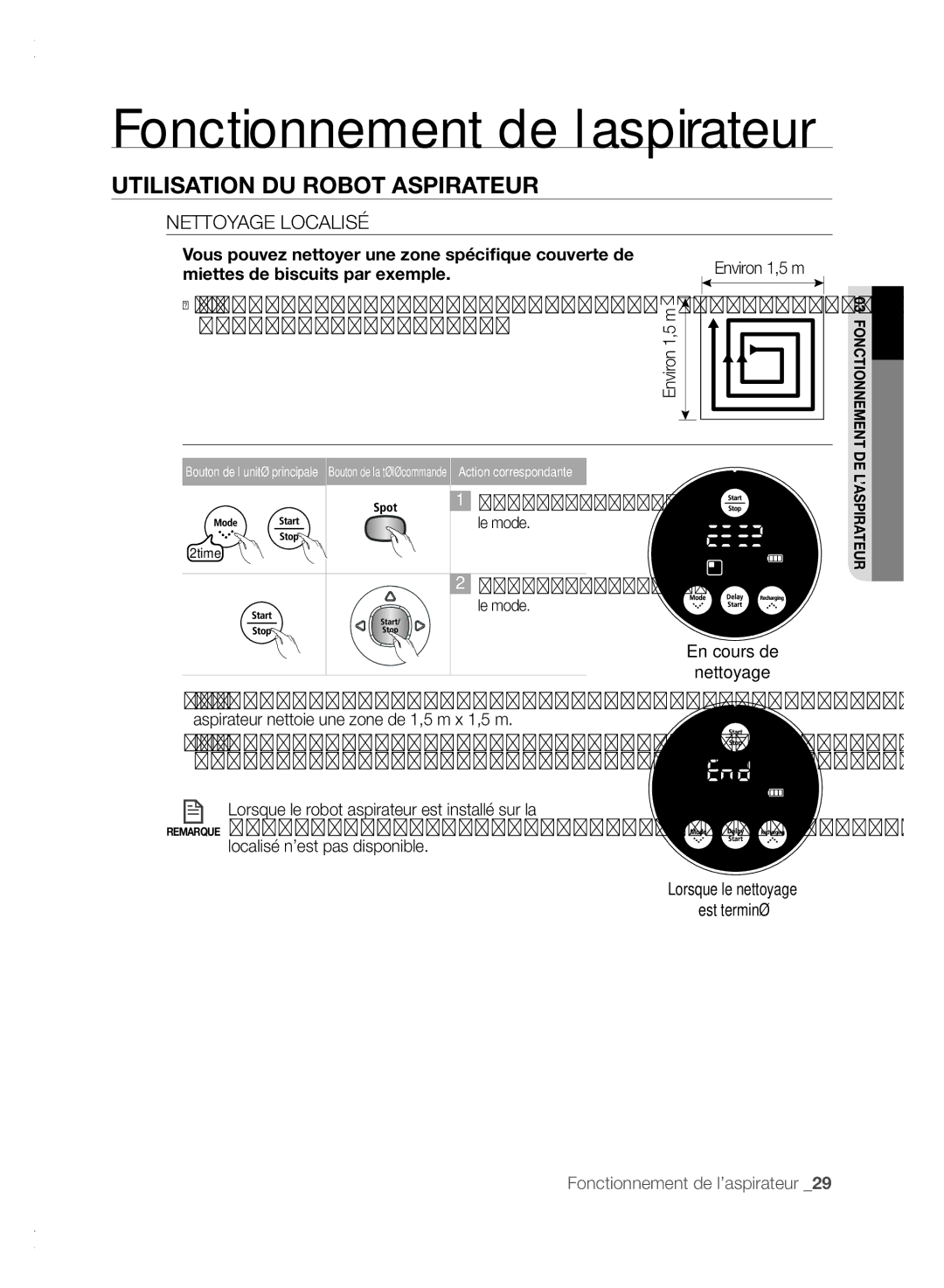 Samsung VCR8840T3K/XEF manual Nettoyage Localisé, Vous pouvez nettoyer une zone spécifique couverte de, Nettoyage localisé 