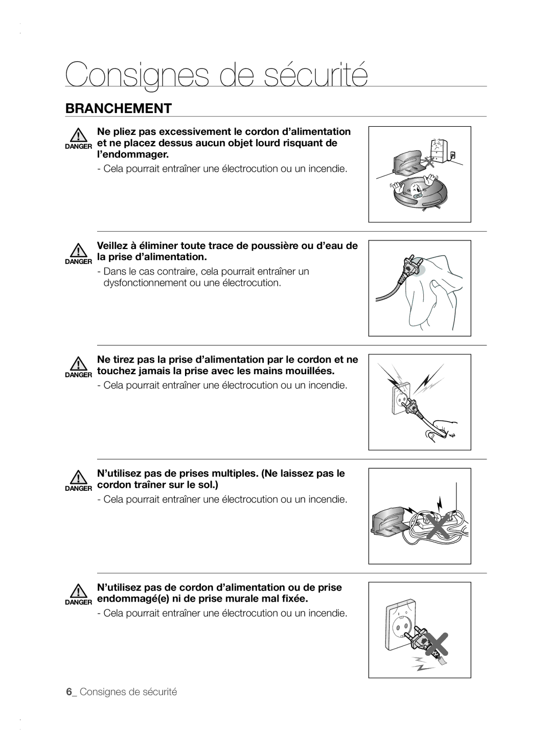 Samsung VCR8840T3K/XEF manual Branchement, Cela pourrait entraîner une électrocution ou un incendie 