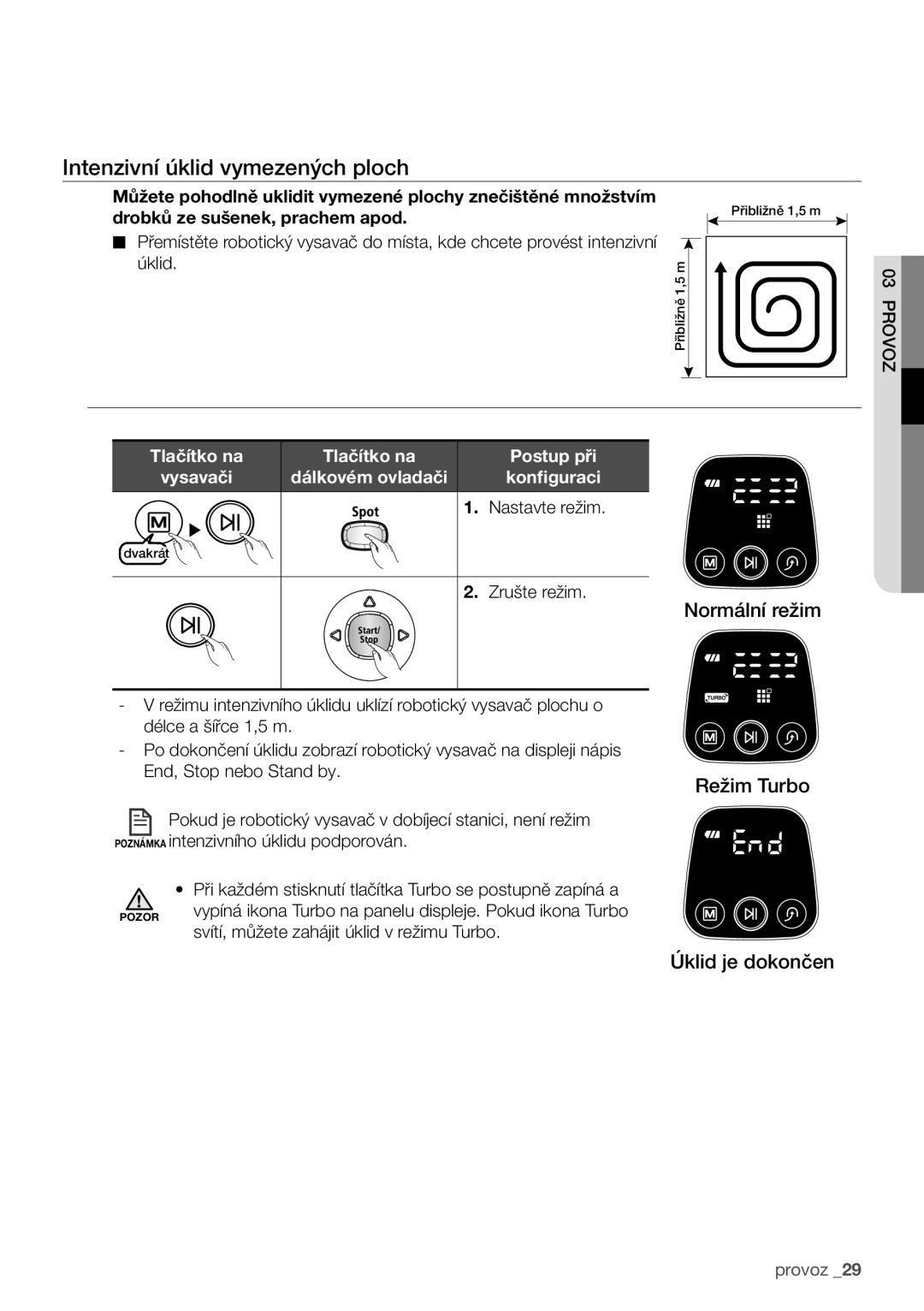 Samsung VCR8930L3G/XEO, VCR8840T3R/XEO manual Intenzivní úklid vymezených ploch 