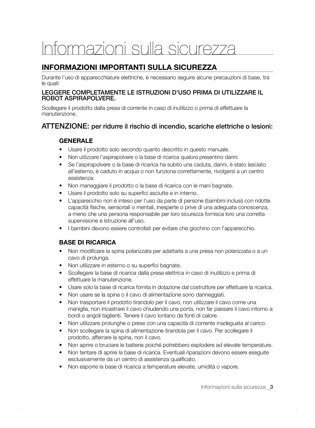 Samsung VCR8841T3B/XEF manual Informazioni Importanti Sulla Sicurezza, Generale 