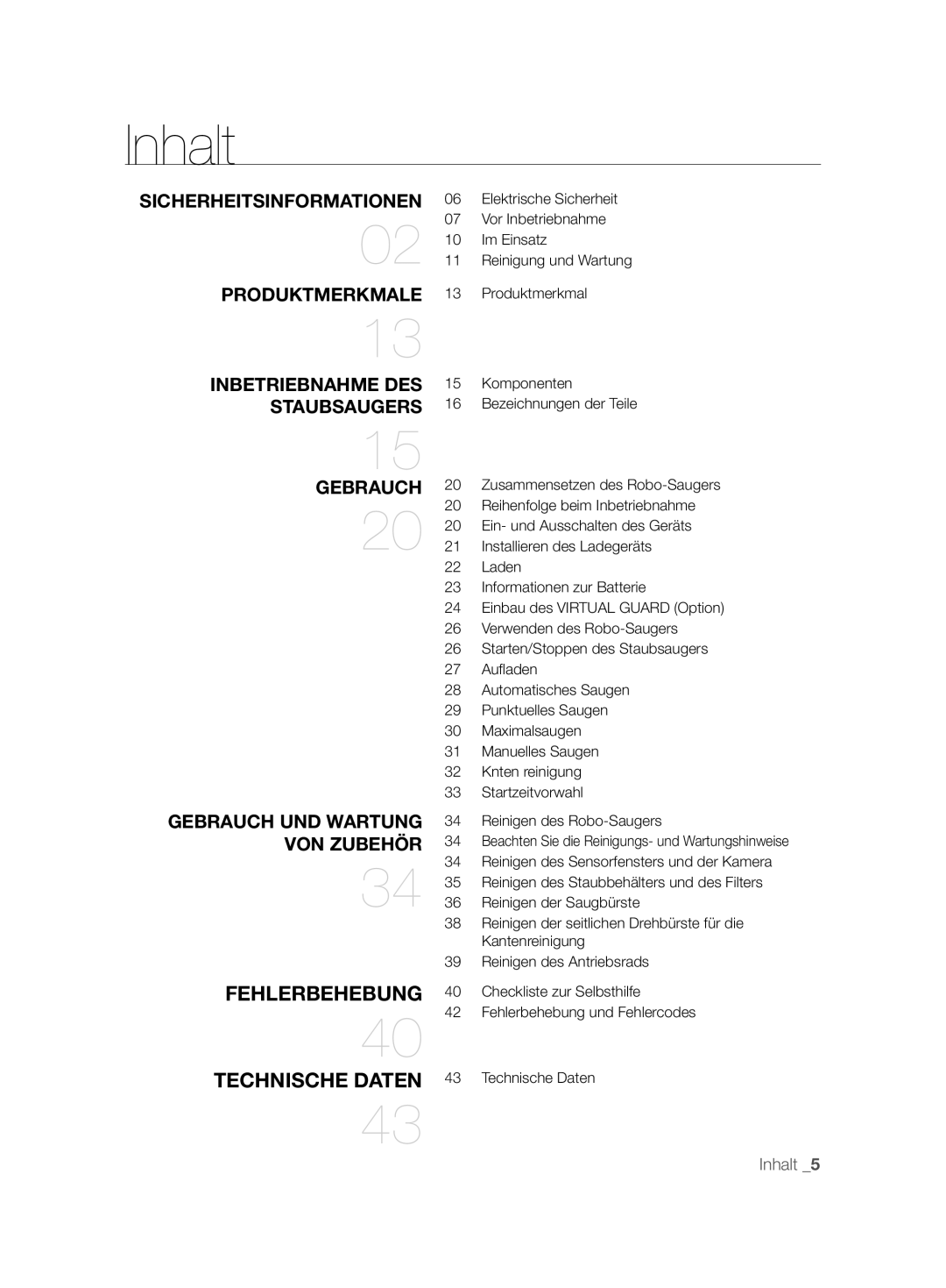 Samsung VCR8844T3B/XEG, VCR8843T3R/XEG, VCR8846T3A/XEG, VCR8846T3R/XEF manual Inhalt 