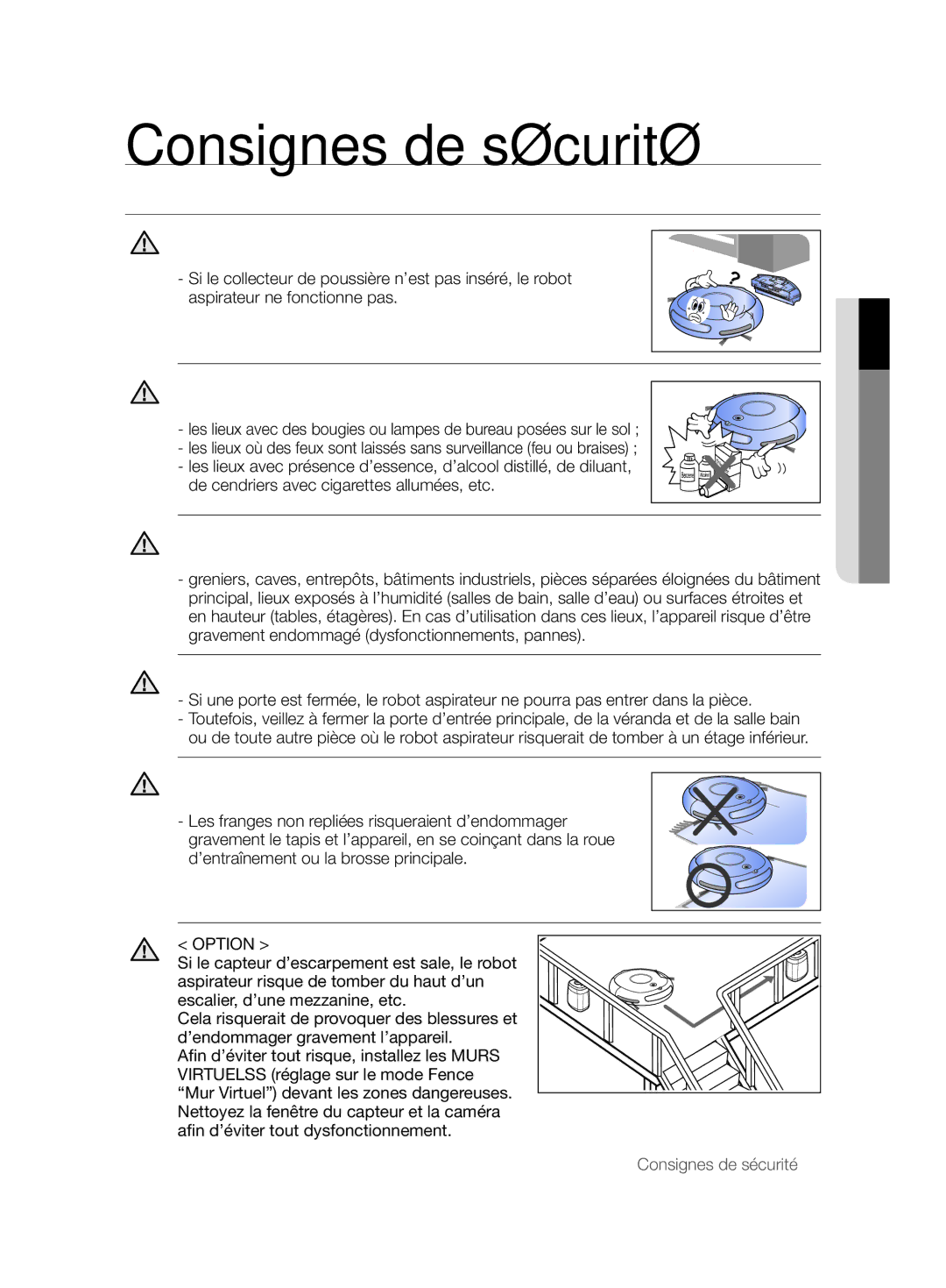 Samsung VCR8844T3B/XEG, VCR8843T3R/XEG manual Avant L’UTILISATION, Avant de mettre le robot aspirateur en marche, assurez 