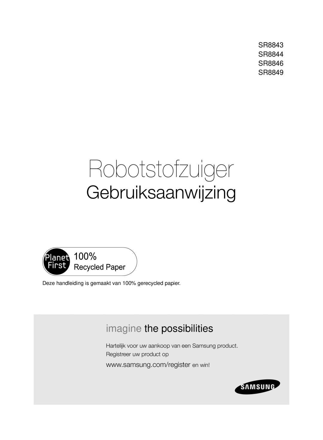 Samsung VCR8846T3R/XEF, VCR8843T3R/XEG, VCR8844T3B/XEG, VCR8846T3A/XEG manual Robotstofzuiger 