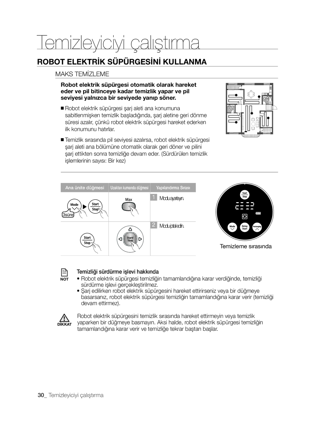 Samsung VCR8845T3A/XTR, VCR8845T3A/BOL manual Maks Temizleme, Tamamlandığına karar verir ve temizliğe tekrar baştan başlar 