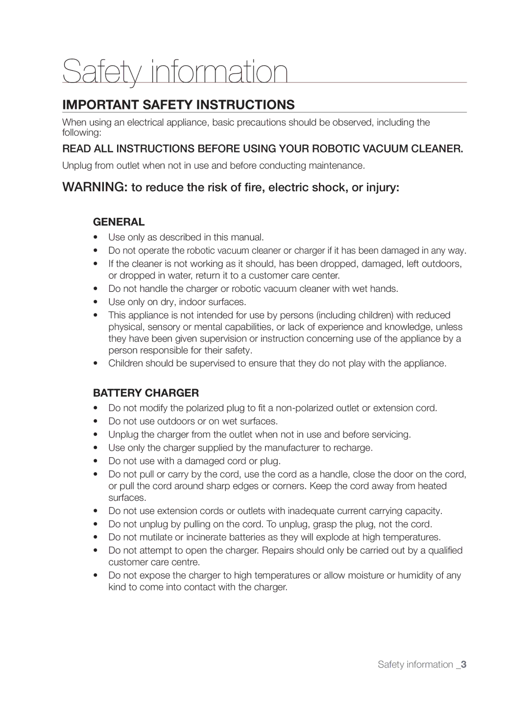 Samsung VCR8845T3A/XEF, VCR8845T3A/BOL, VCR8845T3A/XET, VCR8845T3A/XTR manual Important Safety Instructions 