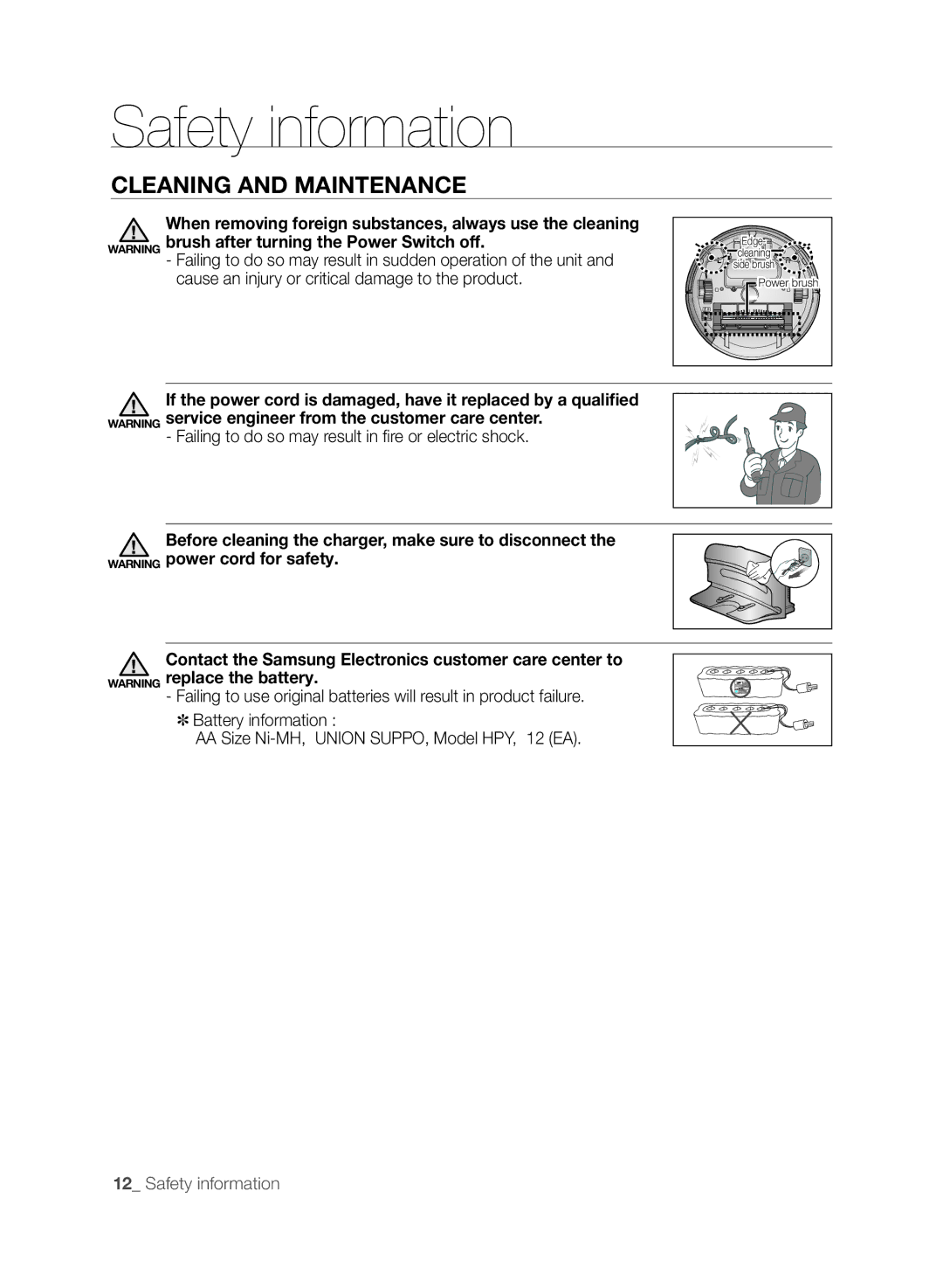 Samsung VCR8845T3A/BOL, VCR8845T3A/XET, VCR8845T3A/XTR manual Failing to do so may result in sudden operation of the unit 