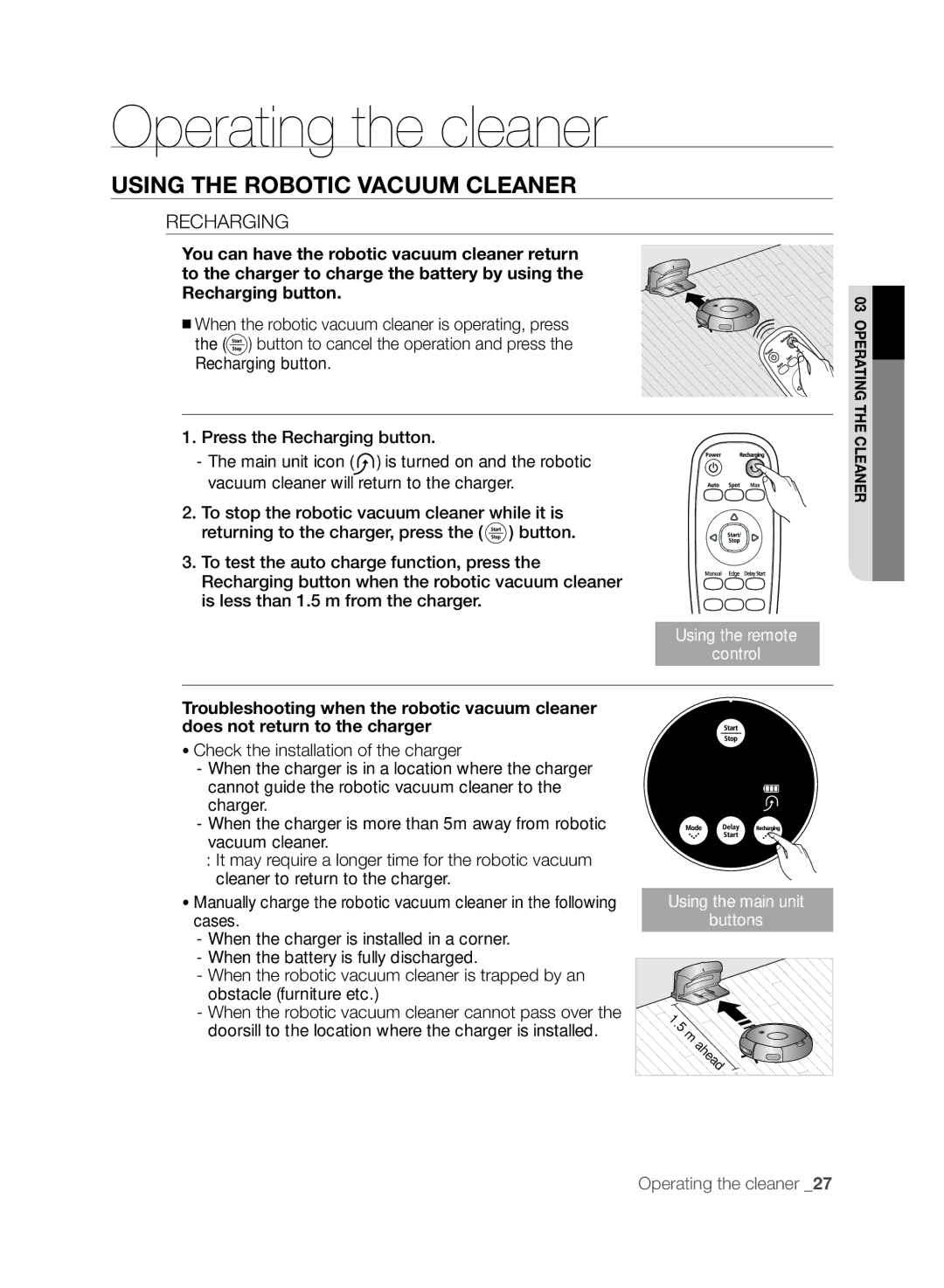 Samsung VCR8845T3A/XEF, VCR8845T3A/BOL, VCR8845T3A/XET, VCR8845T3A/XTR manual Recharging 