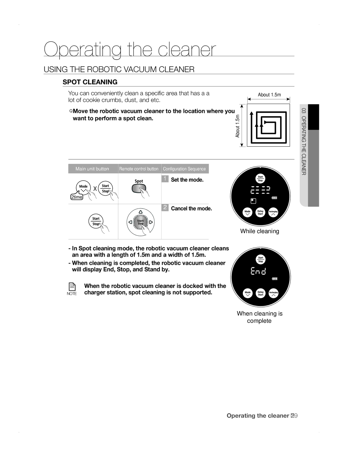 Samsung VCR8845T3A/XET manual Spot Cleaning, You can conveniently clean a specific area that has a a, While cleaning 