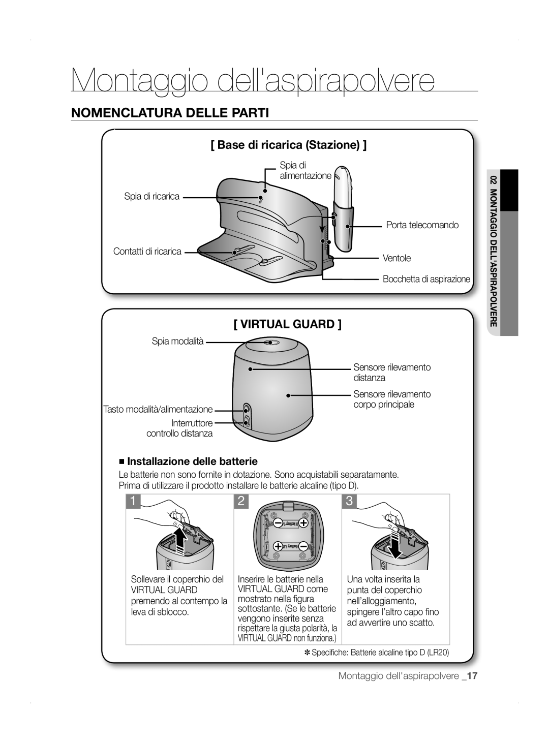 Samsung VCR8845T3A/XEO manual Spia di ricarica, Porta telecomando Ventole Bocchetta di aspirazione, Spia modalità, Distanza 