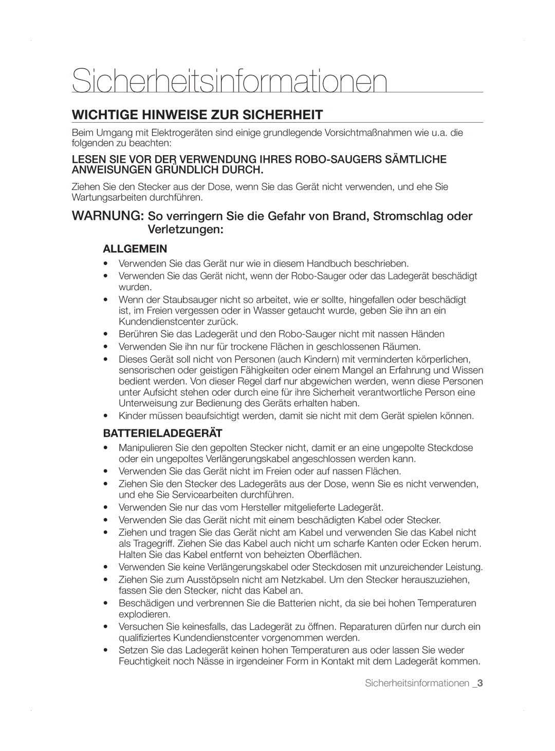 Samsung VCR8845T3A/XET, VCR8845T3A/BOL, VCR8845T3A/XTR manual Wichtige Hinweise ZUR Sicherheit, Allgemein, Batterieladegerät 