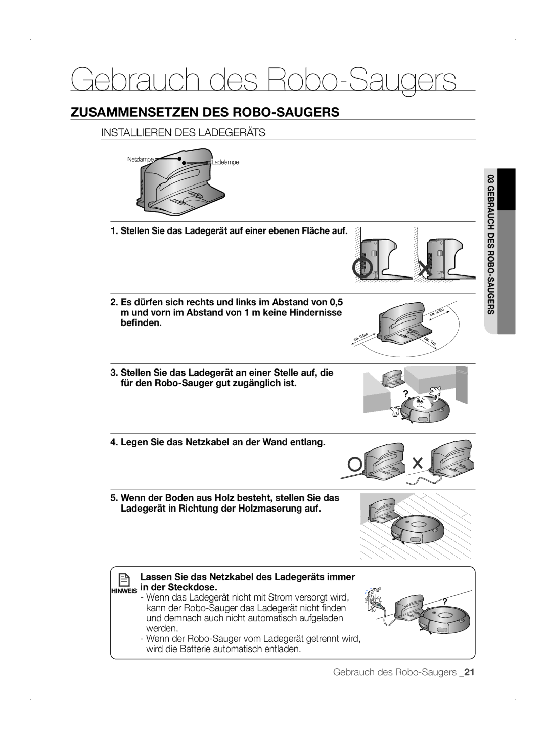 Samsung VCR8845T3A/XET, VCR8845T3A/BOL, VCR8845T3A/XTR, VCR8845T3A/XEF, VCR8845T3R/XEC manual Installieren DES Ladegeräts 