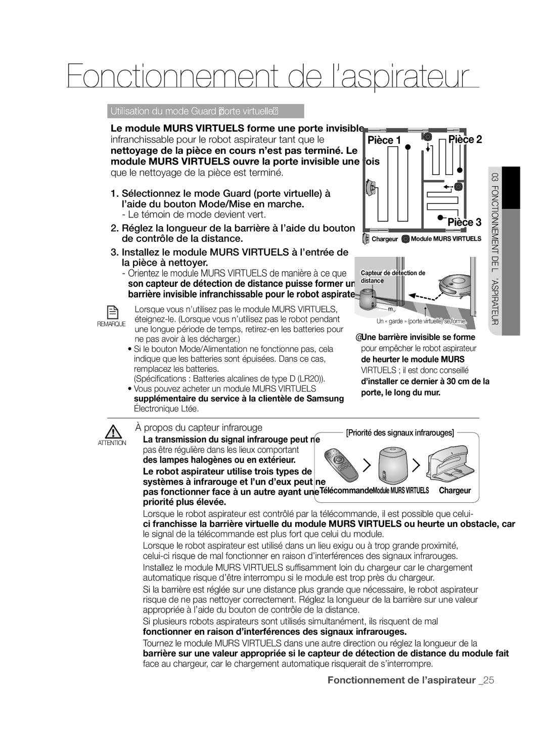 Samsung VCR8845T3A/XET, VCR8845T3A/XEF, VCR8845T3A/XEO manual Pièce 1 Pièce, Propos du capteur infrarouge 