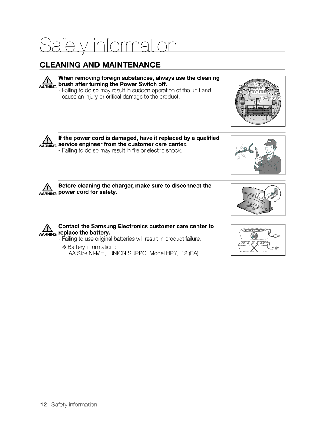 Samsung VCR8845T3A/XET, VCR8845T3A/XEF, VCR8845T3A/XEO manual Power brush 