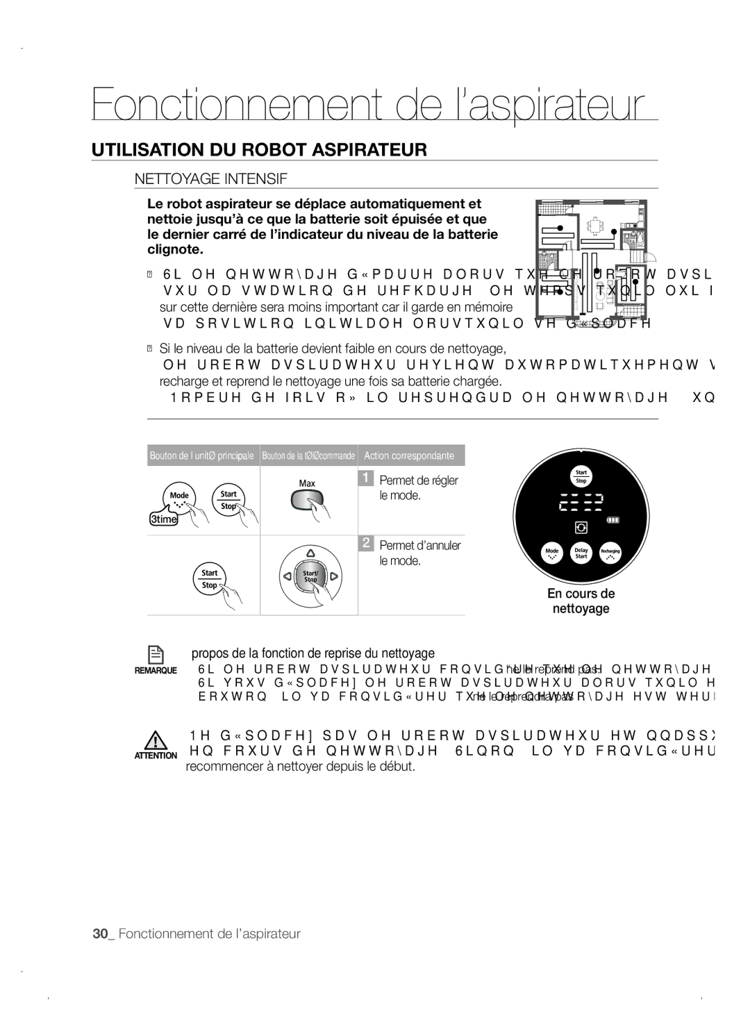 Samsung VCR8845T3A/XEO, VCR8845T3A/XET manual Nettoyage Intensif, Nombre de fois où il reprendra le nettoyage une fois 