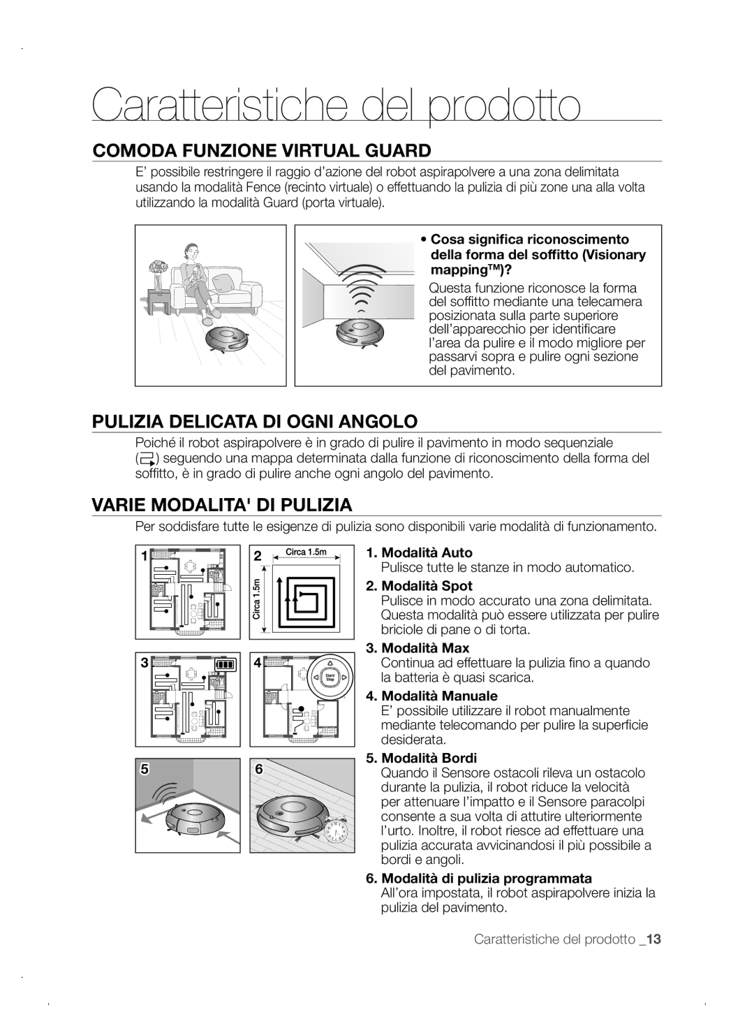 Samsung VCR8845T3A/XEF manual Caratteristiche del prodotto, Comoda Funzione Virtual Guard, Pulizia Delicata DI Ogni Angolo 