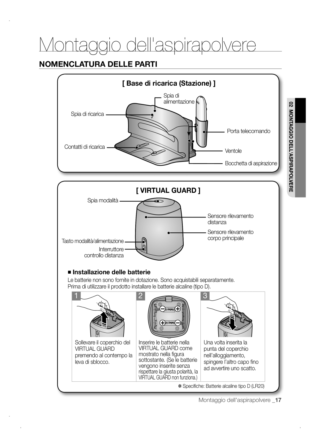 Samsung VCR8845T3A/XEO manual Spia di ricarica, Porta telecomando Ventole Bocchetta di aspirazione, Spia modalità, Distanza 