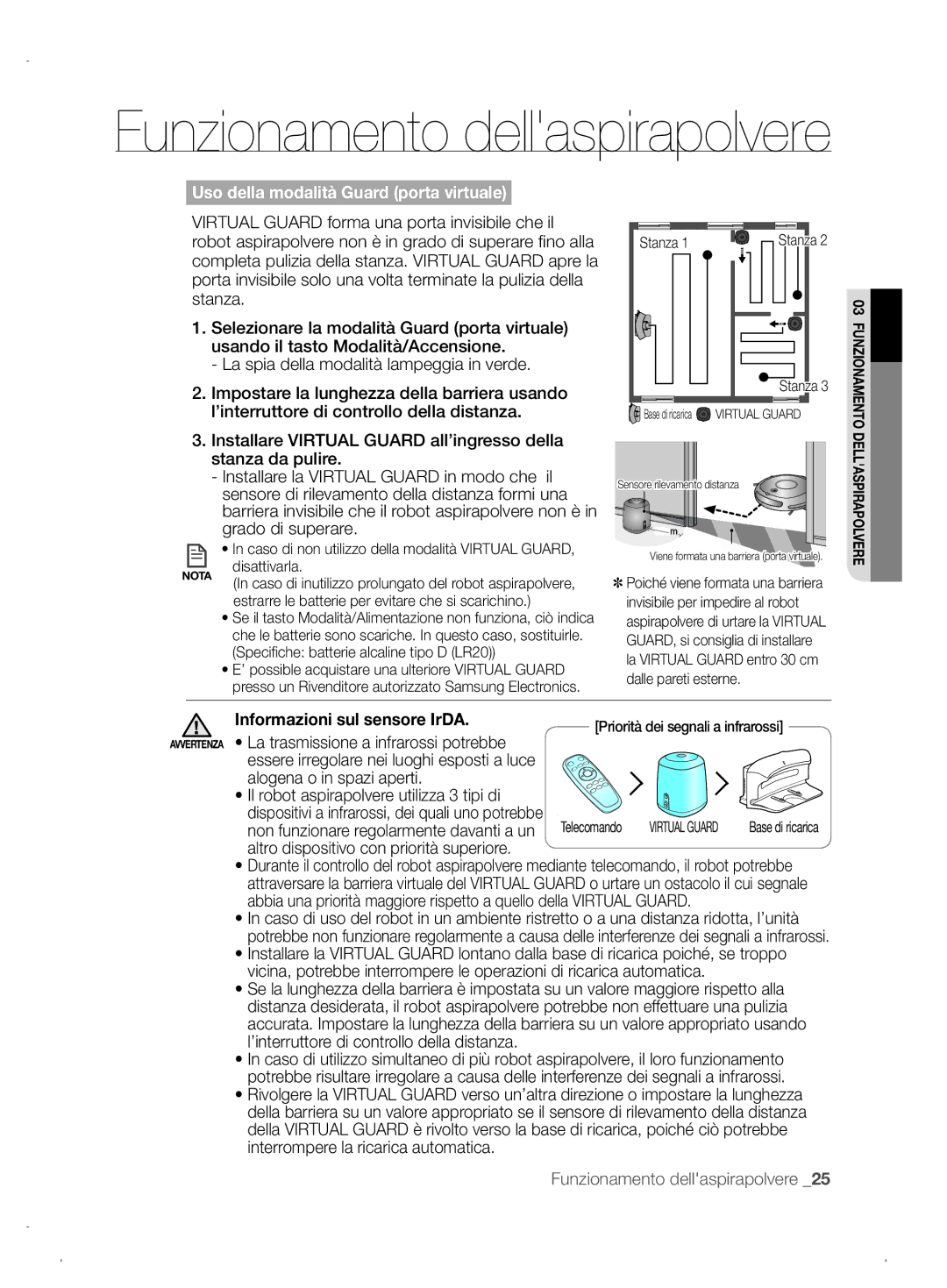 Samsung VCR8845T3A/XEF Sensore di rilevamento della distanza formi una, Grado di superare, Informazioni sul sensore IrDA 