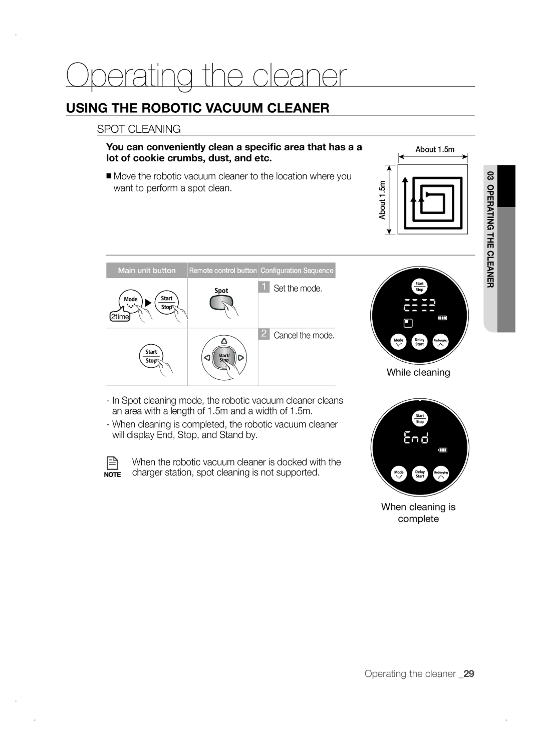 Samsung VCR8845T3A/XEO manual Spot Cleaning, You can conveniently clean a specific area that has a a, While cleaning 