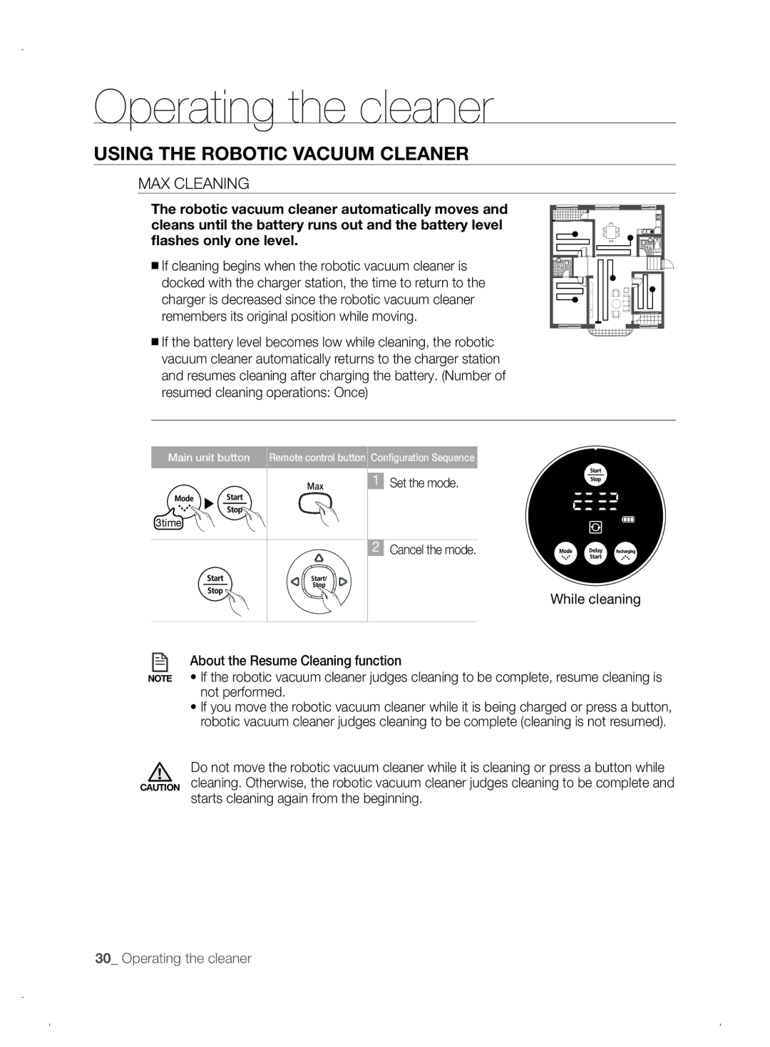 Samsung VCR8845T3A/XET, VCR8845T3A/XEF, VCR8845T3A/XEO manual Max Cleaning, Starts cleaning again from the beginning 