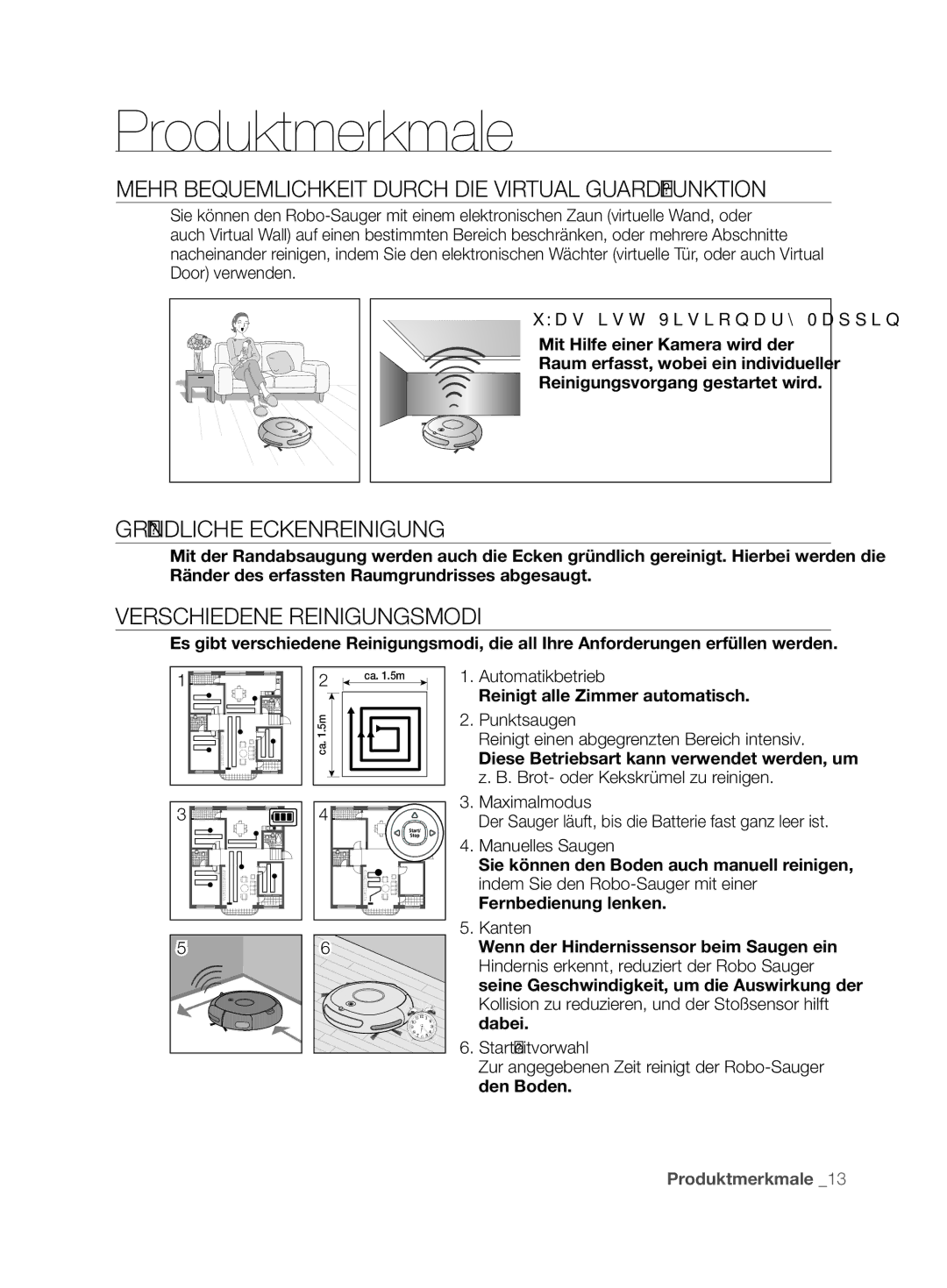 Samsung VCR8845T3A/XEO Produktmerkmale, Mehr Bequemlichkeit Durch DIE Virtual GUARD-FUNKTION, Gründliche Eckenreinigung 