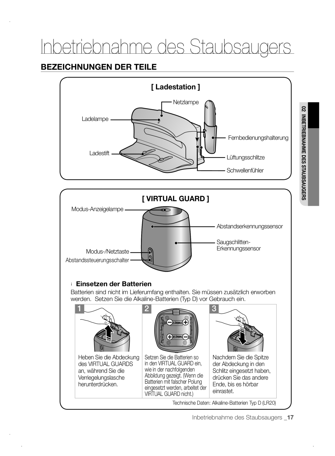 Samsung VCR8845T3A/XET, VCR8845T3A/XEF Netzlampe, Ladelampe, Ladestift Lüftungsschlitze Schwellenfühler, Saugschlitten 