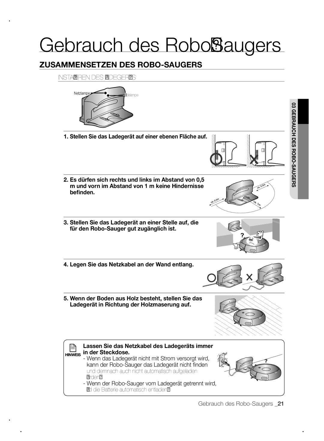 Samsung VCR8845T3A/XEF, VCR8845T3A/XET, VCR8845T3A/XEO manual Installieren DES Ladegeräts 